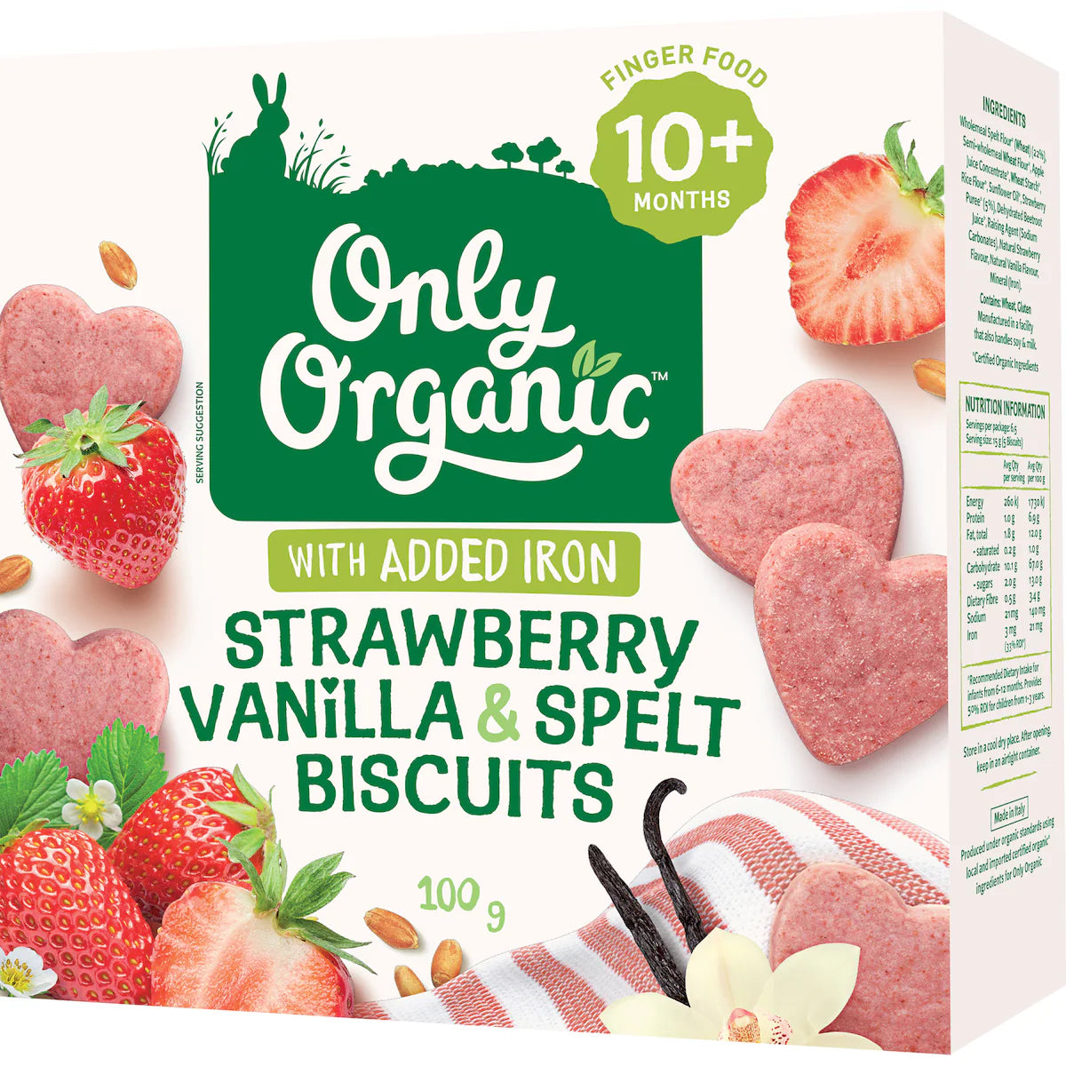 Only Organic Strawberry Vanilla Spelt Biscuits 100g