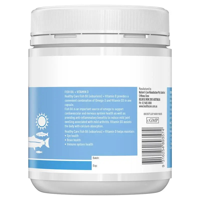 Healthy Care Fish Oil + Vitamin D 200 Capsules